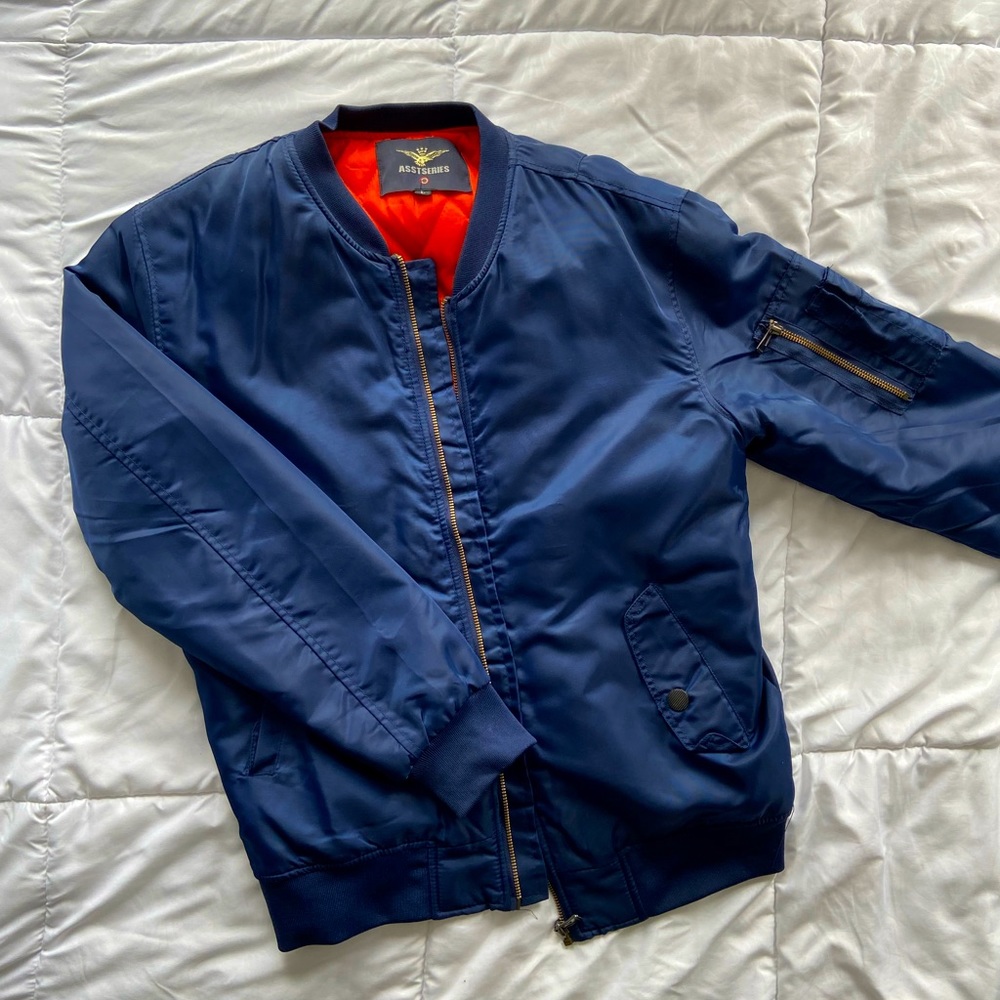 ASSTSERIES Navy Blue Bomber Jacket